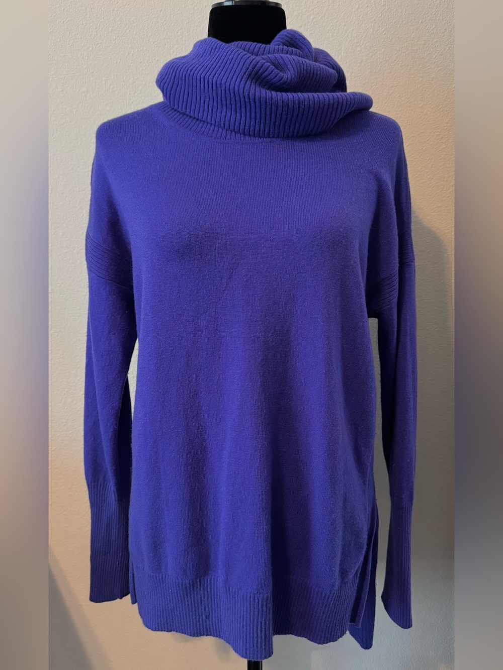 Diane von Furstenberg Purple Cowl Neck Tunic Sweater M Wool/Cashmere
